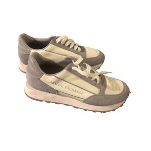 Armani Exchange Men's Cream and Brown Sneakers